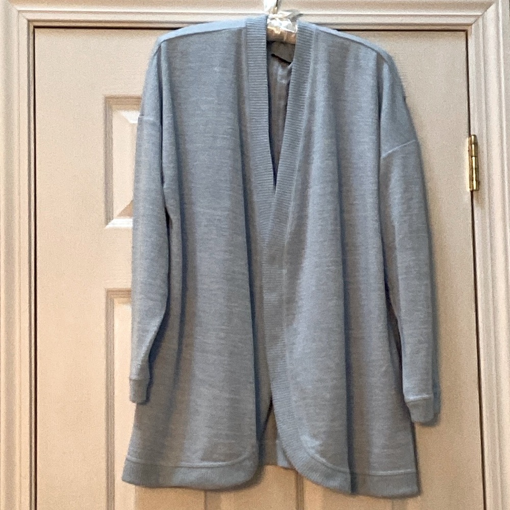 Talbots Open Front Sweater with Cinched Back in Light Baby Blue, Size XL